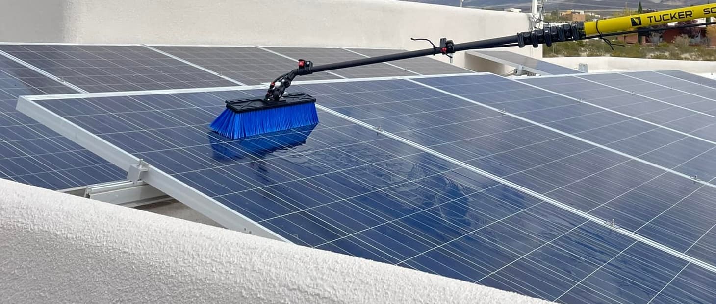 Solar panels cleaned with a soft brush