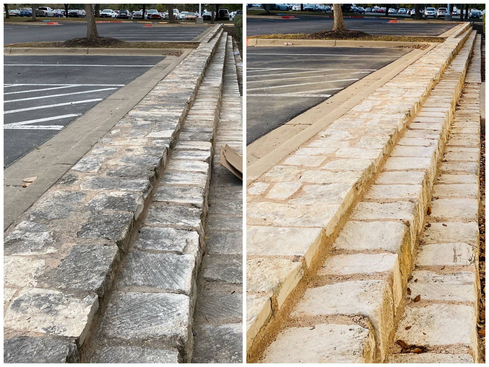Limestone steps cleaning